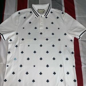 Gucci Polos Simple Bee And Star-Embroidered Shirt